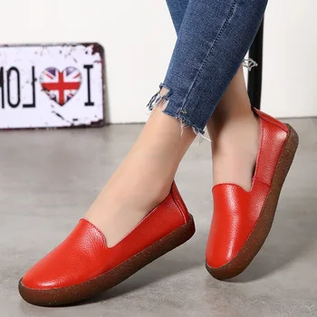 Nové dámske Topánky Biela Originálne Kožené Topánky pre Ženy Mokasíny Mäkké Mocassin Femme Oxford Topánky Sklzu na Bežné Kožené Ploché Topánky