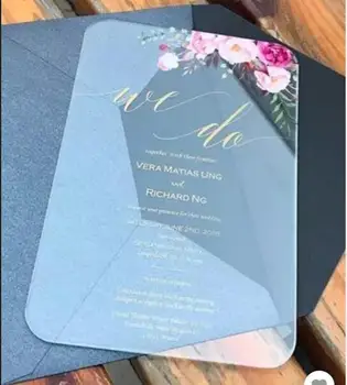 10pcs vysokej sklo elegantné akryl pozvánka zadarmo prispôsobenie pozvánka na obálke