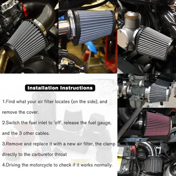 Doprava zadarmo Motocykel vzduchový Filter 51mm 55mm 60 mm Univerzálny pre Motocykel a Závodné Auto, Šport Filter Nasávania Vzduchu