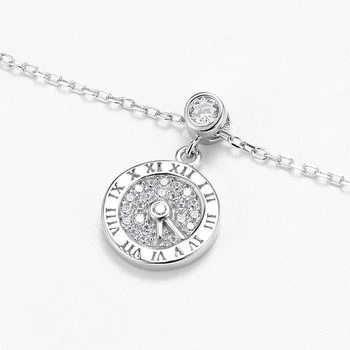 Vysoká kvalita 925 Sterling Silver Vreckové hodinky Retro štýl Jasné, Zirkón Kolo Plné Lásky, Náhrdelníky s Príveskami Ženy Šperky