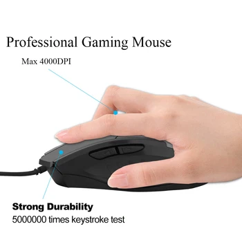 Herná Myš 6 Tlačidlo Ergonomická Káblové USB Počítačová Myš Hráč Myší Tichý Mause 4000DPI Optická Myš Pre Notebook PC