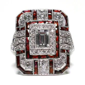 Luxusné Strieborné Farba Veľké Námestie Prstene pre Ženy, Svadobné Šperky Crystal Zirkón Anel Zapojenie Anillos Vyhlásenie Krúžok Dary