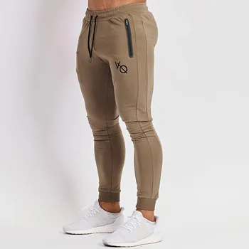 Jeseň streetwear módy pánske nohavice bavlna trakmi, ležérne nohavice jogger fitness športové nohavice vrecká na zips, pánske nohavice
