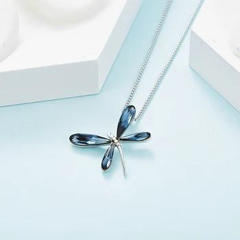 Cdyle Elegantné Módne Modré Crystal Dragonfly Svadobné Svadobné Prívesok Charm Náhrdelník Reťazca pre Ženy Šperky Krku Príslušenstvo