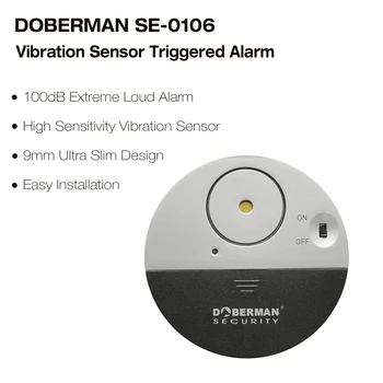 DOBERMAN 100dB Bezdrôtový Elektronický Detektor Vibrácií Kabinetu Dvere, Okno Vibrácií Senzor Upozornenie Bezpečnostný Alarm Detektor