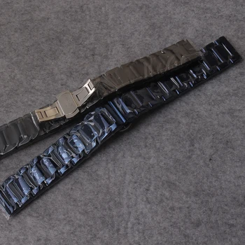 20 22 mm Watchband popruh náramok Čierna Modrá Nerezová oceľ poľský Sledovať príslušenstvo motýľ fit pracky Galaxy 42 46 mm sledujte 3