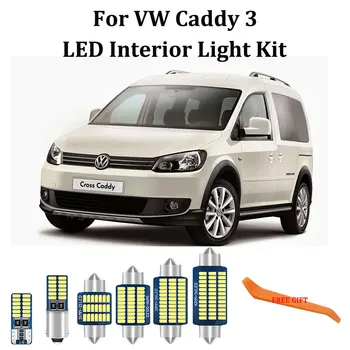11Pcs Biely bez Chýb Canbus LED Pre Volkswagen VW Caddy 3 MK3 Interiérové LED Dome Mapu batožinového priestoru Rukavice Svetla Kit(2004-)