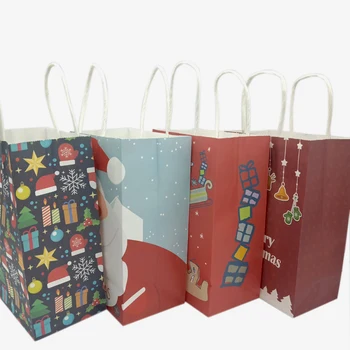 10 Ks/veľa VESELÉ Vianoce série Darčekov Vytlačené Elk Santa Claus papierové tašky s rukoväťou Deti predstavujú tašky 21x13.5x8cm