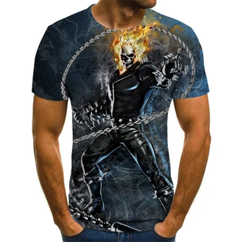 Pánske Lebky T-shirt Módne Letné Ghost Rider T-shirt 3D Lebka Tlače Top Lebky T-shirt Mužov