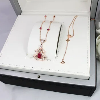 Vysoko Kvalitné Reálne S925 Krásy Sukne Fanúšik Módy Jemné Šperky, Náhrdelníky Sektor Prívesok Reťazca Rose Gold Módne Doplnky Jewel