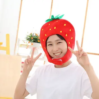 Japonský Sladké Ženy, Dievčatá Zábavné Jahoda Plyšové Klobúk Výšivky Ovocie Kapota Spp Maska Strany Cosplay Kostým Foto Rekvizity Hračky