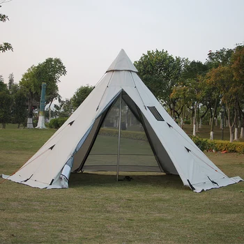 Pyramída Indiánsky Stan Shelter Anti-Rainstorm Outdoor Camping Stan Yurt Tábor Stan s Komín Úst Zahŕňajú Vnútorný Stan