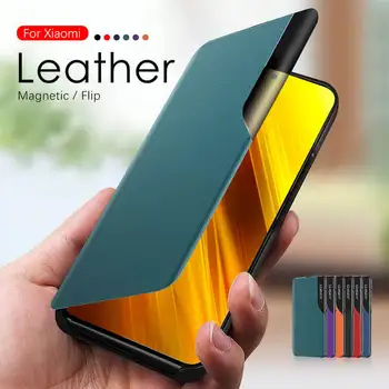 360 Smart Magnetické Flip Telefónu Prípade Pre Xiao Poco X3 NFC Shockproof Zadný Kryt na Xiomi Mi Pocophone M3 Môj 10 Pro 10 TON Lite Prípade