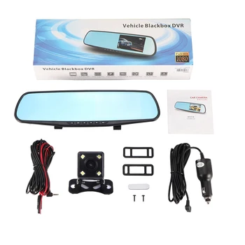 Smart Car DVR Kamera 4.3 Palcový Dual Objektívom Spätné Zrkadlo FHD 1080P Auto Digitálny video rekordér Dash cam Registratory Videokamera