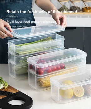 Domov Jednoduchý viacvrstvové Plastové Čerstvé-vedenie Box Chladnička Úložný Box Čerstvé-vedenie Box Potravín Zapečatenej Krabice