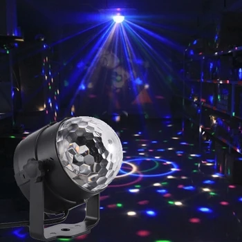 Aktivované zvukom Disco Ball LED Fáze Svetlá Batérie Powered/USB Konektor v RGB Laser Projektor Svetlo Lampy Vianočný Večierok Dodávky