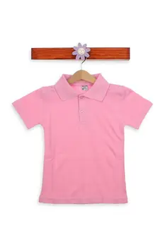 Ružová Polo Golier Bavlna Dieťa Základné T-Shirt