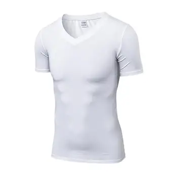 Nové Plus Veľkosť Tričko Muži Móda Slim Fit T Shirt Mužov trend V Krku Vlastné značky Krátky Rukáv Tees pánske V-neck krátky rukáv Mužov