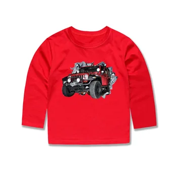 Trochu Bitty 3D Fashion Deti Truck Kreslené Tričká Chlapci Celý Rukáv Bavlna T-shirt Dievčatá Topy Detské Oblečenie pre 1-14Years Deti
