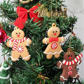 12pcs Perník Muž Prívesok Ozdoby na Vianočné stromčeky Vianočné Strom PVC Prívesok Nový Rok Vianočný Strom Prívesok Domáce Dekorácie