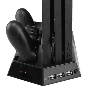 PS4 Pro Príslušenstvo LED Zvislý Stojan Chladiaci Ventilátor Chladiča & Ovládač Nabíjací Stojan a 3 ROZBOČOVAČ pre Sony PlayStation 4 Pro
