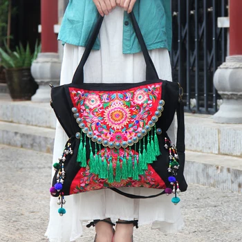 Najnovšie Bohemia ručné strapec ženy tašky plátno výšivky lagre tašky cez rameno, Etnické travel program messenger tašky