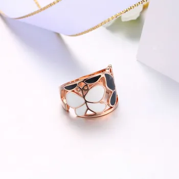 Kórejský 18K Gold Ring pre Ženy Kúzlo Motýľ Glazúra Openwork Rose Gold Prstene, Šperky, Svadobné Zapojenie Ametyst Topaz Krúžky