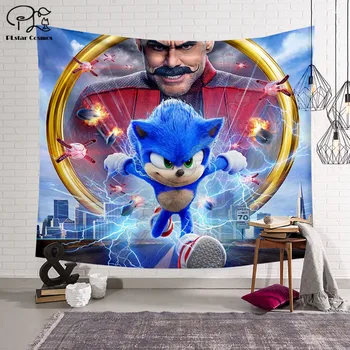Sonic the Hedgehog charakter vzor Legrační karikatúra Deka Gobelín 3D Vytlačené Tapestrying Obdĺžnikový Domova Stene Visí