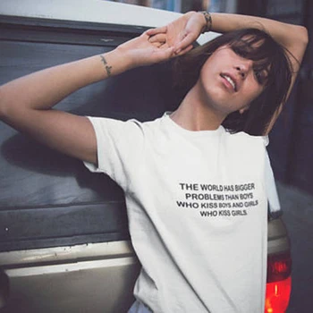Svet Má Väčšie Problémy Citácie Slogan T-Tričko Unisex Gay Lesbickej Hrdosti Tee Bežné Topy goth camiseta tumblr ženy tričko