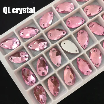 VŠETKY Veľkosti QL Crystal 2018 populárny Ružový Kvapky Šiť Na Crystal Kamene Šitie Na Drahokamu 2 Otvory DIY Odev, Šaty, Takže