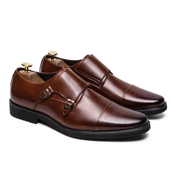 Veľkosť 13 Mens Formálne Topánky Dvojité Mních Popruh Oxford Koža Štvorcové Prst Módne Šaty, Business Topánky Pohodlné Bežné Mokasíny