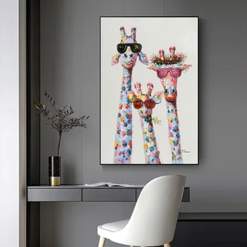 RELIABLI UMENIE Žirafa Plagáty Graffiti Art Farebné Zvierat Ptints obrazov na Stenu Pre Obývacia Izba Plátno na Maľovanie Domáce Dekorácie