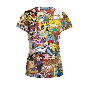 2016 Nové Módne Ženy/Muži Cartoon Úplne 90. rokov Tlač 3d T Shirt Pokemon Kreslených Športové Tričká Dievčatá Hore Tee Plus Veľkosť S-XXL