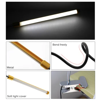 Clip Držiak, USB Powered LED Stolná Lampa Flexibilné Gooseneck Lampa stolná Lampa Stmievateľné Ochrana Očí Nočné Svetlo Na Štúdium Office