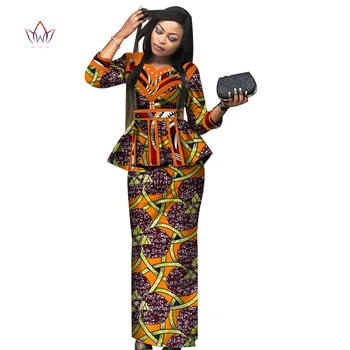 Nové Afrike Dashiki Sukne Nastaviť Afriky Tradičné Oblečenie Pre Ženy Bazin Riche Plus Veľkosť Sukne Set Print Dámske Oblečenie WY3887