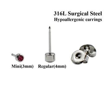12Pairs Zmiešané Farby Chirurgickej Ocele 4 mm Pravidelné Veľkosť Ear piercing, Náušnice, gombíky, Ocele, Alebo Zlato Pre Ucho Stud Piercing Zbraň
