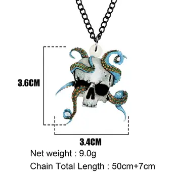 Newei Akryl Halloween Horror Octopus Lebky Náhrdelník Choker Realistické Prívesok Reťazca Šperky Pre Ženy, Dievčatá Priateľmi Darček Charms