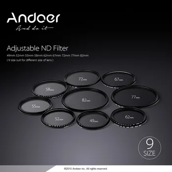 Andoer 49 mm, ND Stlmovač Neutrálne Nastaviteľné ŽÚ2, aby ND400 Premennej Filter pre Canon, Nikon DSLR Fotoaparát