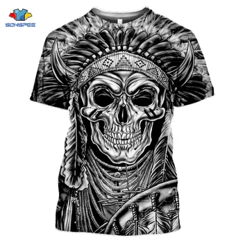SONSPEE 2020 Nových Ťažkých Kovov Lebky T-shirt Punk Rock Nadrozmerné T Shirt Mužov 3D Tlač Príležitostné O Krk Hip Hop Tričká Krátky Rukáv