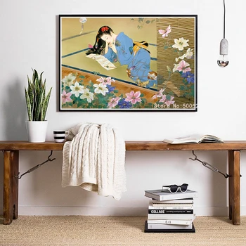 Japonský Geisha Žena, Plagáty a Vytlačí Plátno Umenie, Maľovanie obrazov na Stenu Pre Obývacia Izba Domova