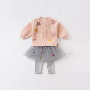 DBZ15257 dave bella jeseň dieťa dieťa dievčatá módne kvetinový cardigan deti batoľa kabát deti roztomilý pletený sveter
