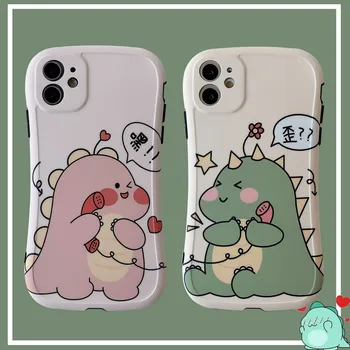 Cartoon pár mobilný telefón puzdro pre iPhone SE 2020 11 Pro X XS Max XR 7 8 Plus roztomilý dinosaurus mobilného telefónu zadný kryt