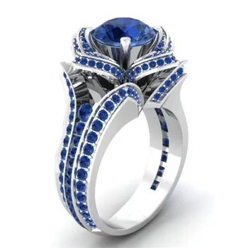 2021 nové luxusné modrá farba Rose zásnubný prsteň pre ženy lady výročie darček šperky veľkoobchod Valentína R5836