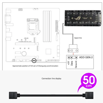 5V 3PIN ARGB Rozšírenie Splitter Adaptér Electron PC Počítač Predlžovací Kábel 10 Portov RGB Ventilátor HUB, PC Ploche Počítača