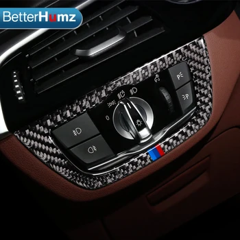 Betterhumz Interiéru carbon fiber Spínač Svetlometov Rám Auto samolepky a Nálepky Pre BMW 5 Series G30 auto styling Príslušenstvo