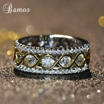 Bamos Nádherné Gold & Silver Farba Sľub Krúžky Infinity Krúžok Vintage Šperky, Luxusné Svadobné Pásma Pre Ženy