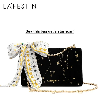 LA FESTIN 2020 nový módny reťazec žena taška Zlaté nite na výšivky ramenný messenger taška hviezdna námestie taška