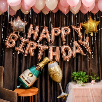 Happy Birthday balloon air Písmená Alphabe Rose Gold fóliové balóniky deti hračka svadobné party narodeniny hélium globos strany baloon