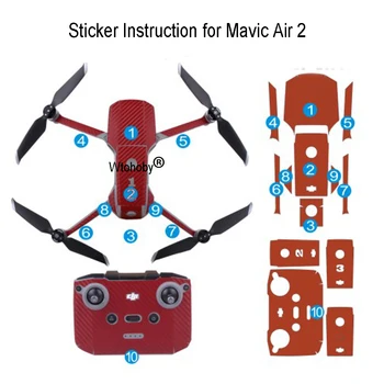 Farebné Drone Samolepky pre DJI Mavic Vzduchu 2 Odtlačkový Pokožky Nálepky Drone Telo + Diaľkový ovládač + 3 Batérie ochranný Film Kryt