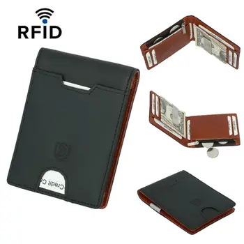 Pánske ID Kreditná Karta RFID Blokovanie Originálne Kožené Peňaženky Peniaze Klip Peňaženka Peňaženky